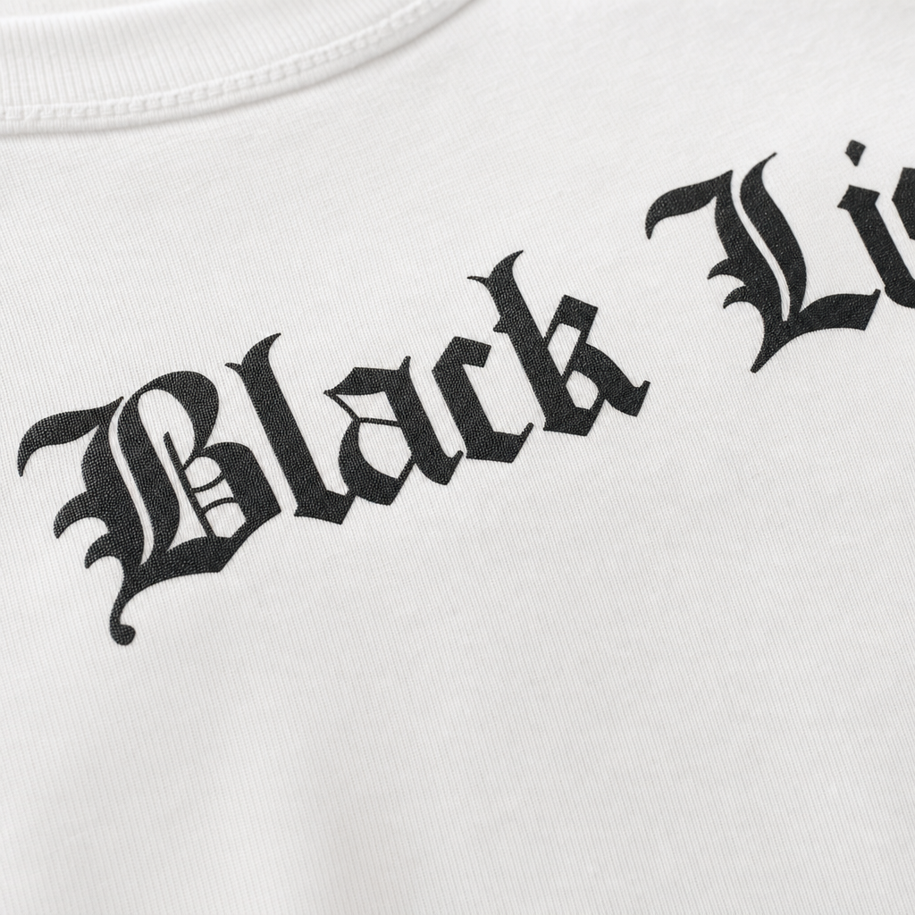 Close-up fabric detail - FATE BLACKLIST WHITE T-SHIRT