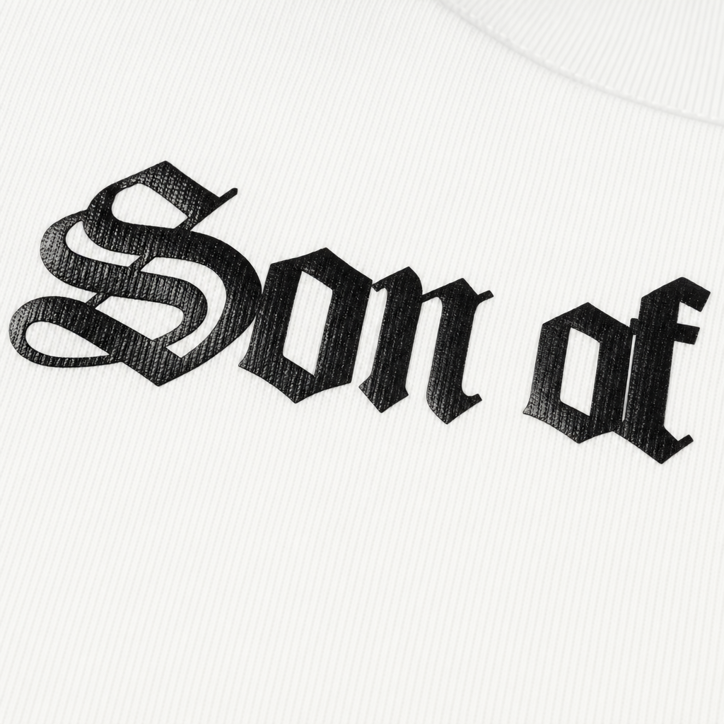 Close-up fabric detail - SON OF GOD BLACKLIST WHITE T-SHIRT