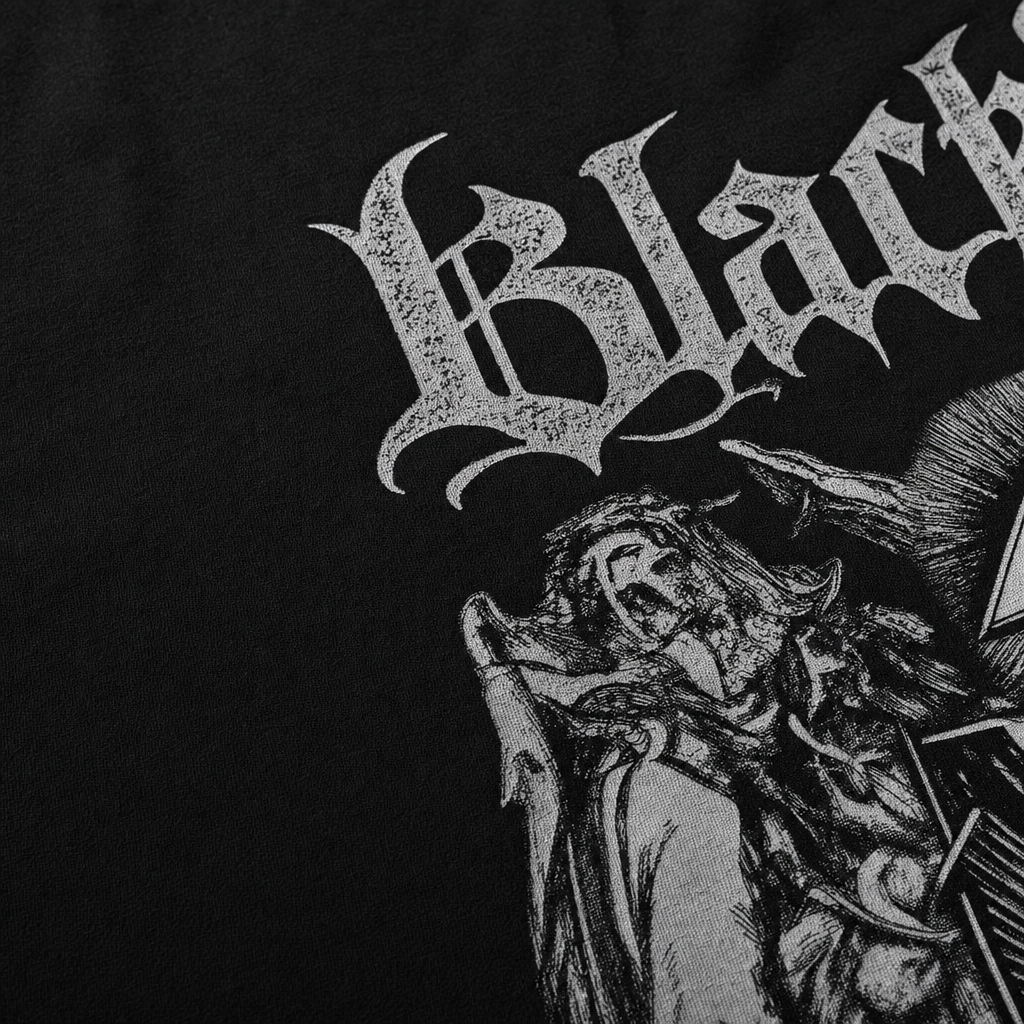 Close-up fabric detail - FAITH BLACKLIST BLACK T-SHIRT