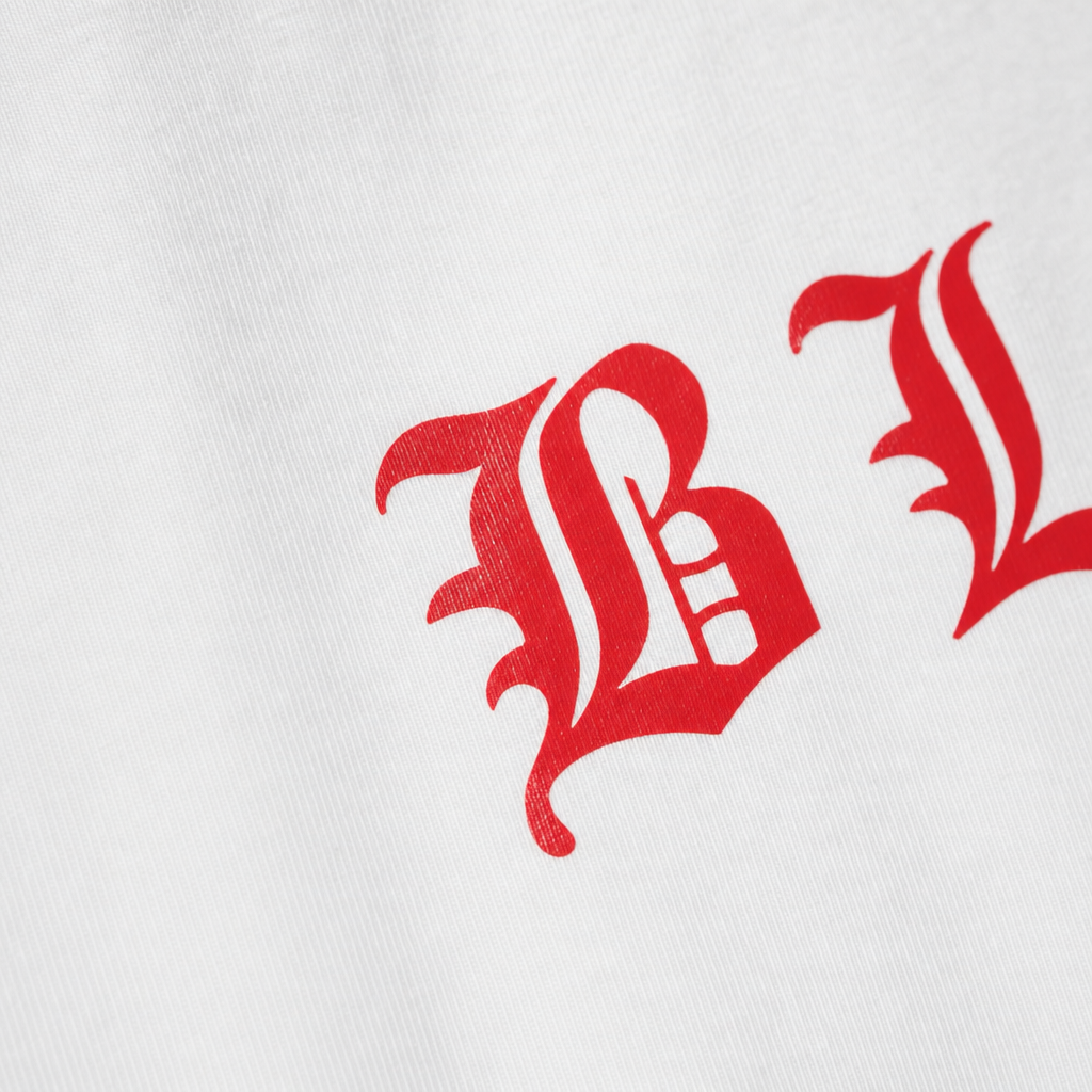 Close-up fabric detail - KISS BLACKLIST WHITE T-SHIRT