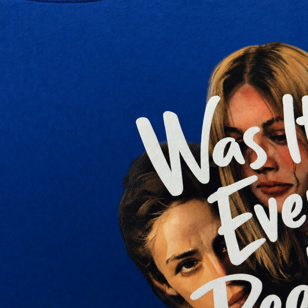 Close-up fabric detail - Blacklist Was it Ever Real T-Shirt Blue