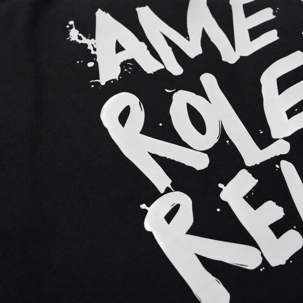 Close-up fabric detail - Amex Rolex Relax Black Oversized T-shirt