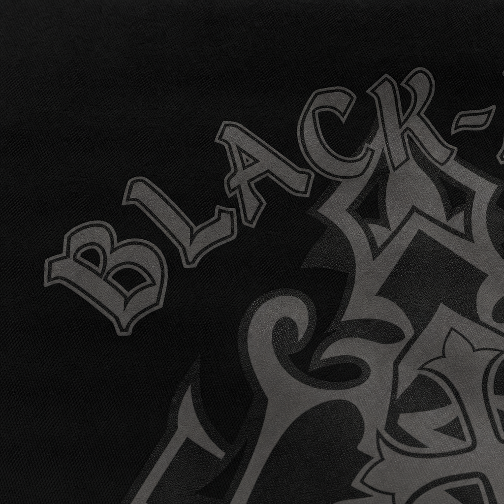 Close-up fabric detail - Blacklist Crosses Black Oversized T-Shirt