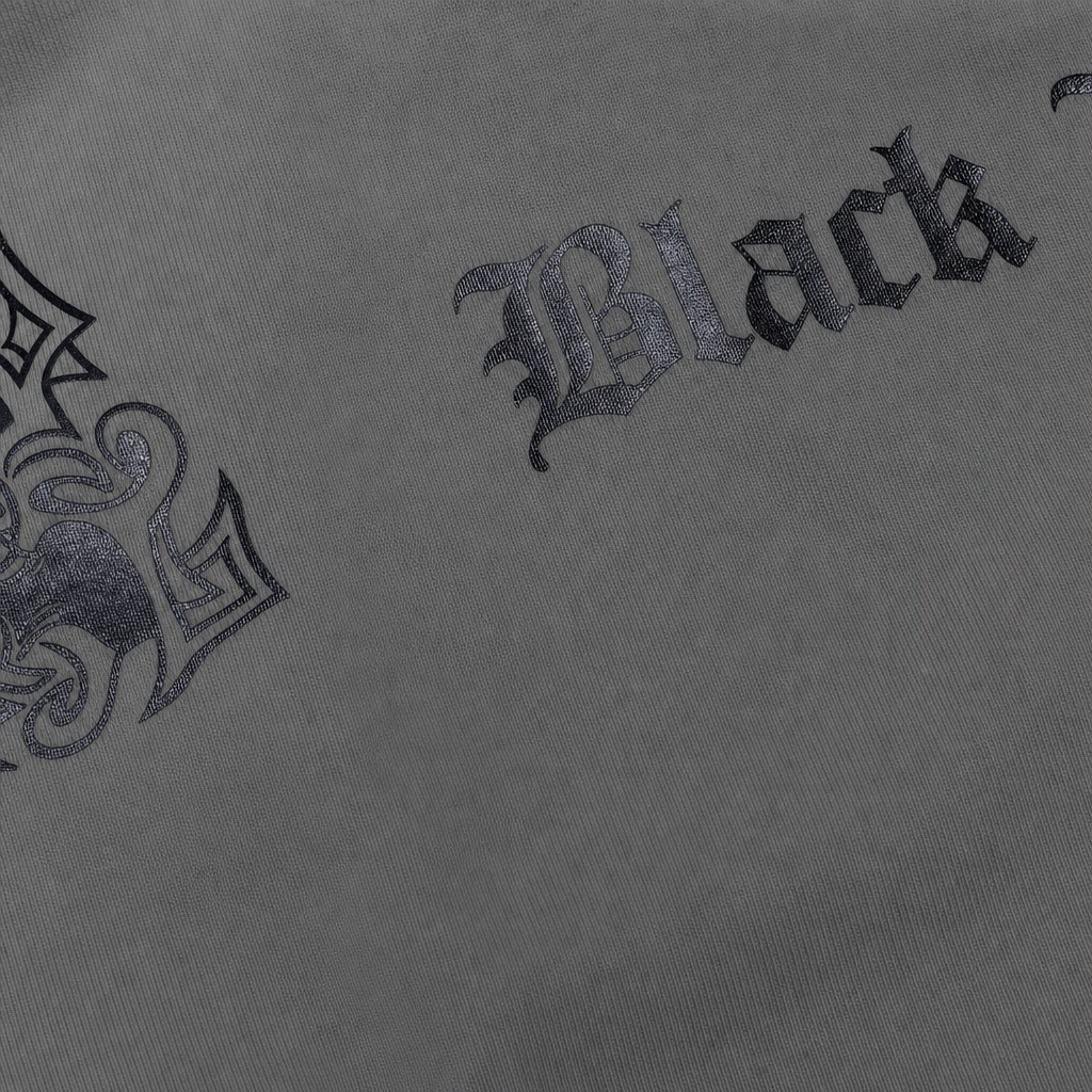Close-up fabric detail - Blacklist Crosses Grey Oversized T-Shirt