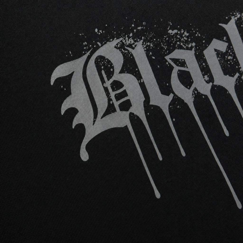 Close-up fabric detail - Blacklist Drip Grey Oversized T-shirt