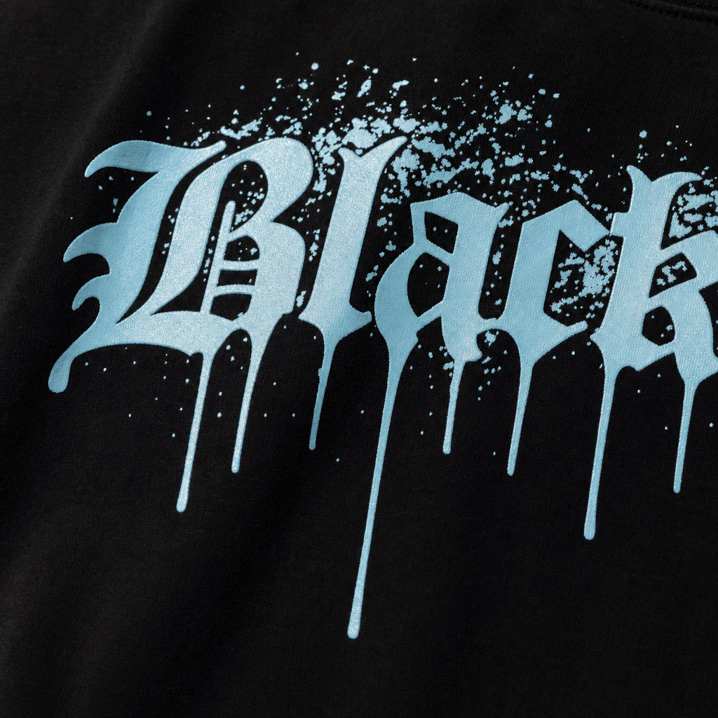 Close-up fabric detail - Blacklist Drip Ice Blue Oversized T-shirt