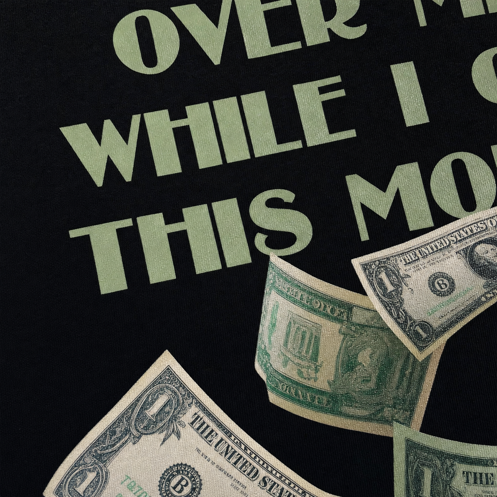 Close-up fabric detail - Blacklist Lord Watch Over Me Oversized T-Shirt Black