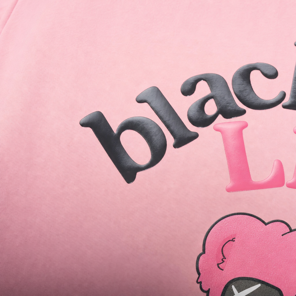 Close-up fabric detail - Blacklist Pink Bear Oversized T-Shirt
