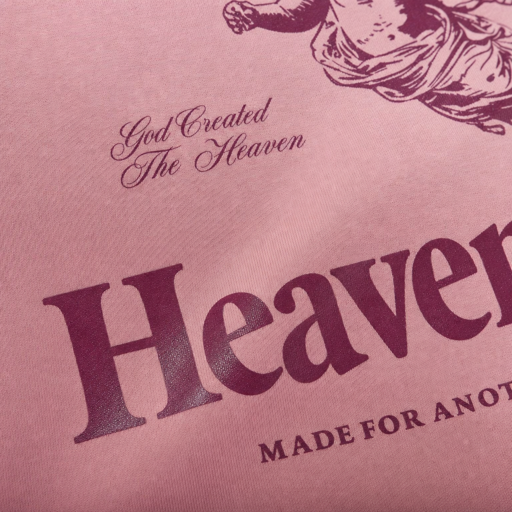Close-up fabric detail - Heaven Made Pink Oversized Quarter Zip T-shirt