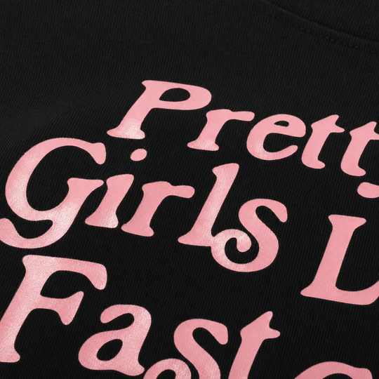 Pretty Girls Love Fast Cars Black Oversized T-Shirt