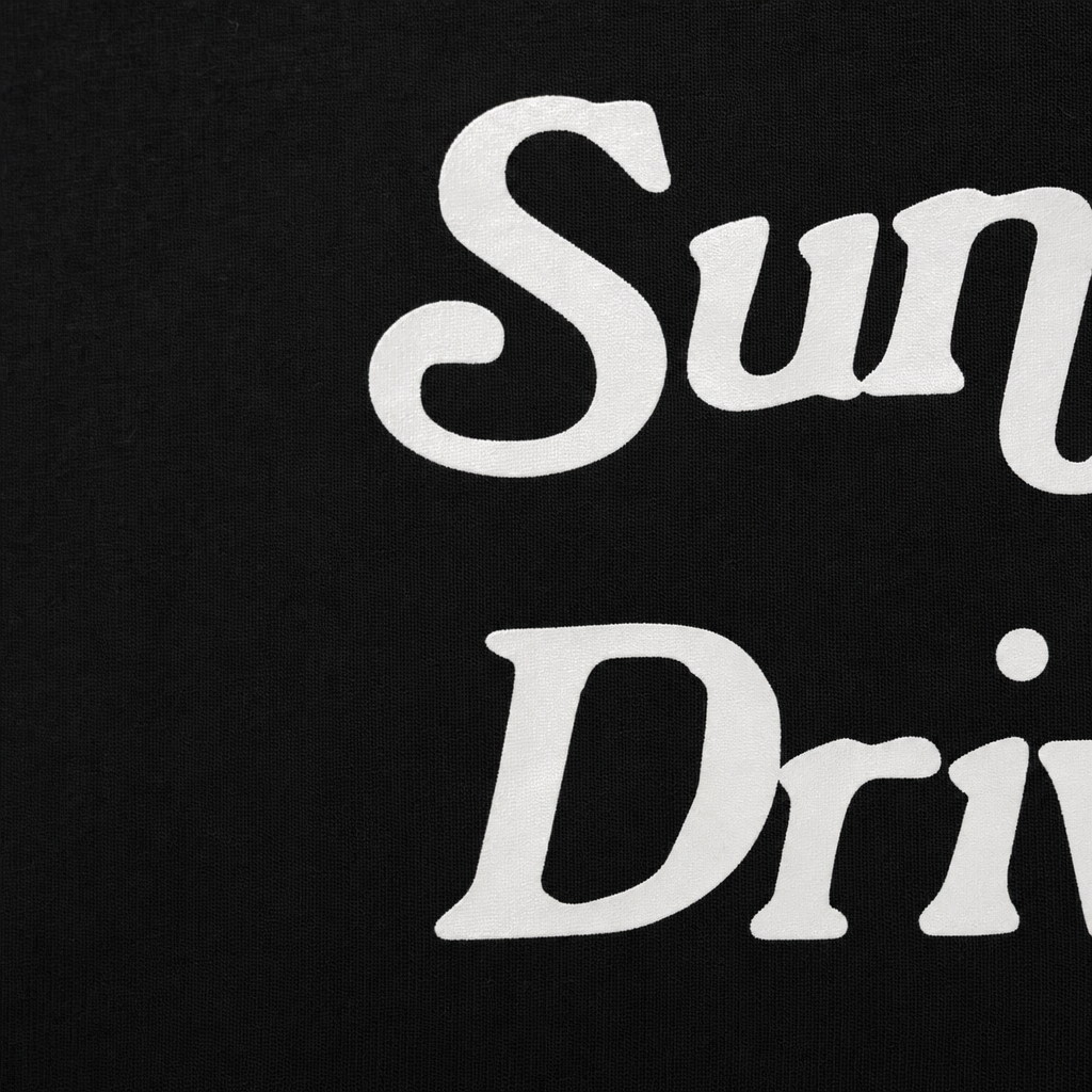 Close-up fabric detail - Sunday Driving Club Black Oversized T-shirt