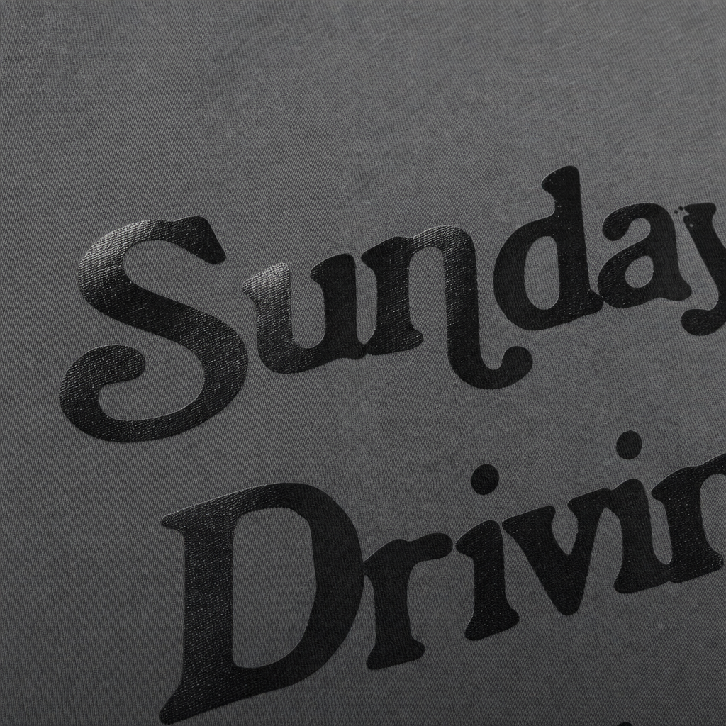 Close-up fabric detail - Sunday Driving Club Grey Oversized T-shirt