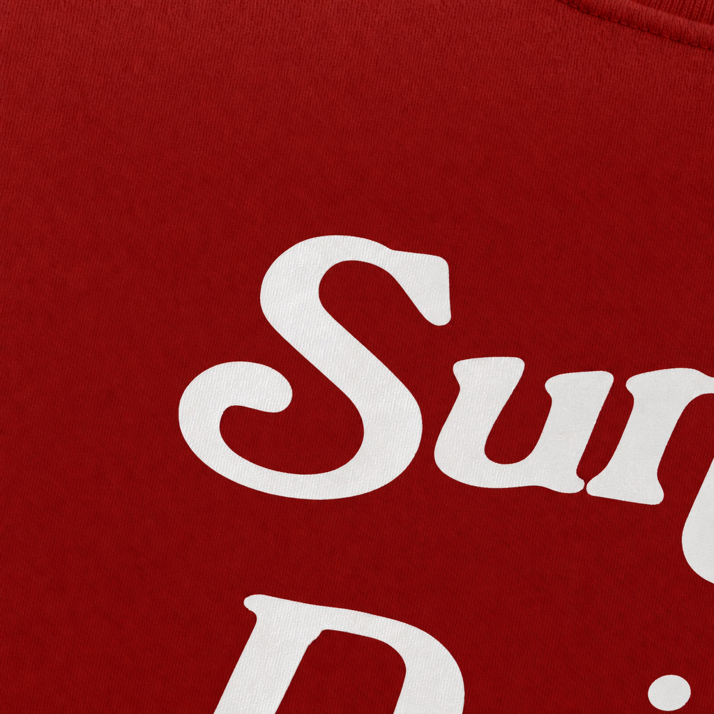 Close-up fabric detail - Sunday Driving Club Red Oversized T-shirt