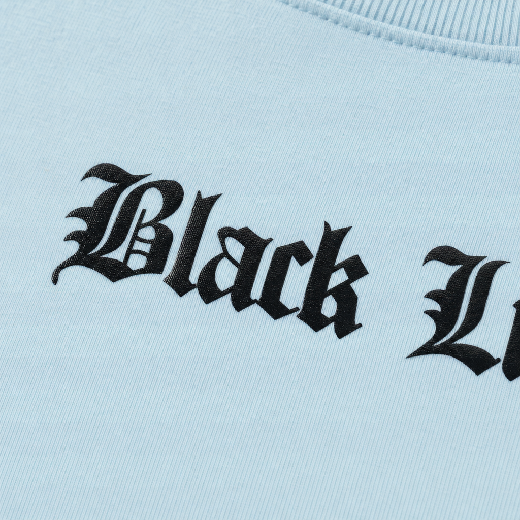 Close-up fabric detail - TRIBE BLACKLIST ICE BLUE T-SHIRT