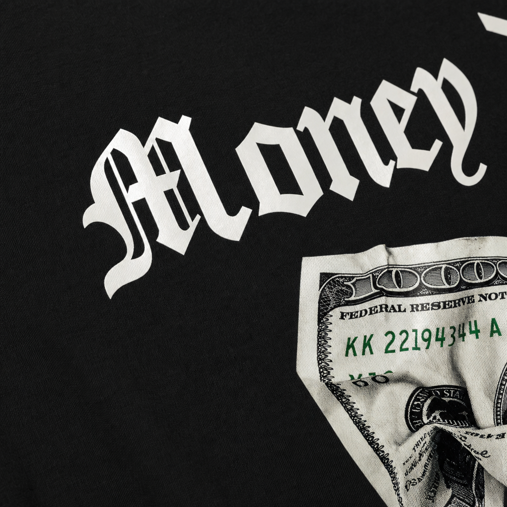Close-up fabric detail - DOLLAR BLACKLIST BLACK T-SHIRT