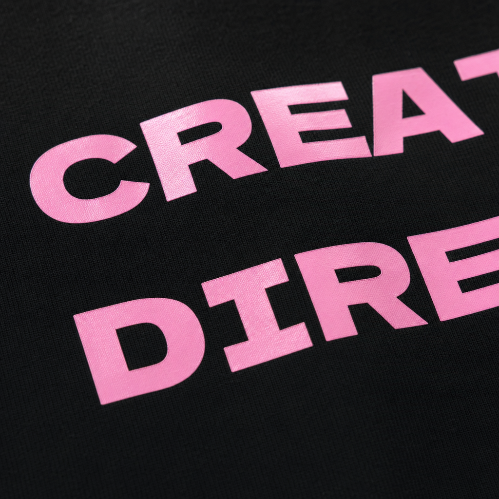 Close-up fabric detail - CREATIVE DIRECTOR BLACKLIST BLACK T-SHIRT