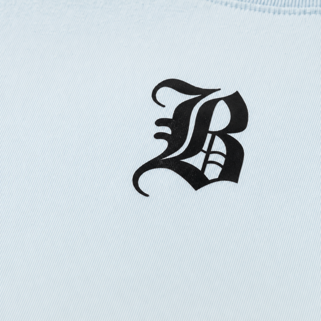 Close-up fabric detail - SINNER BLACKLIST ICE BLUE T-SHIRT