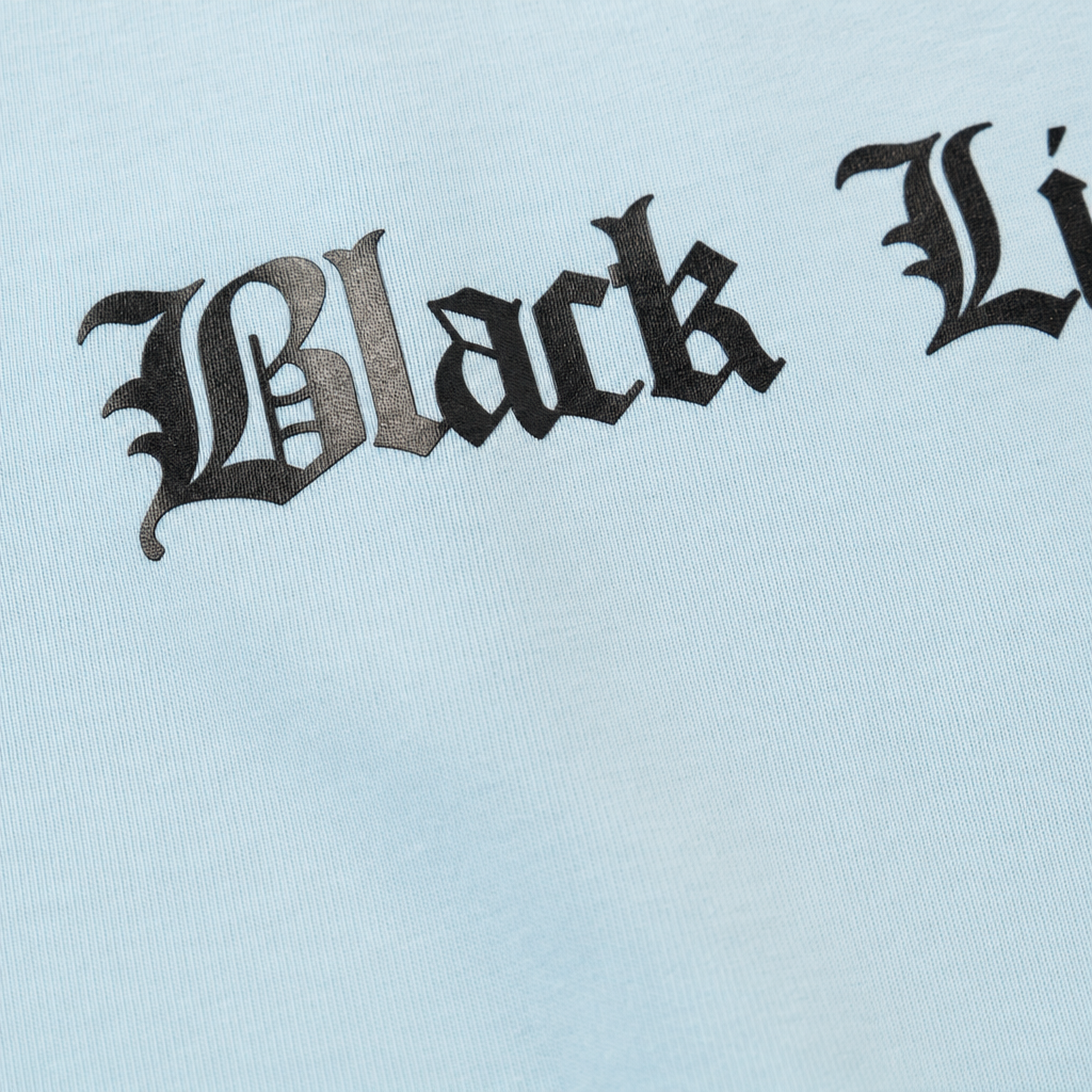 Close-up fabric detail - For the World Blacklist Ice Blue T-shirt