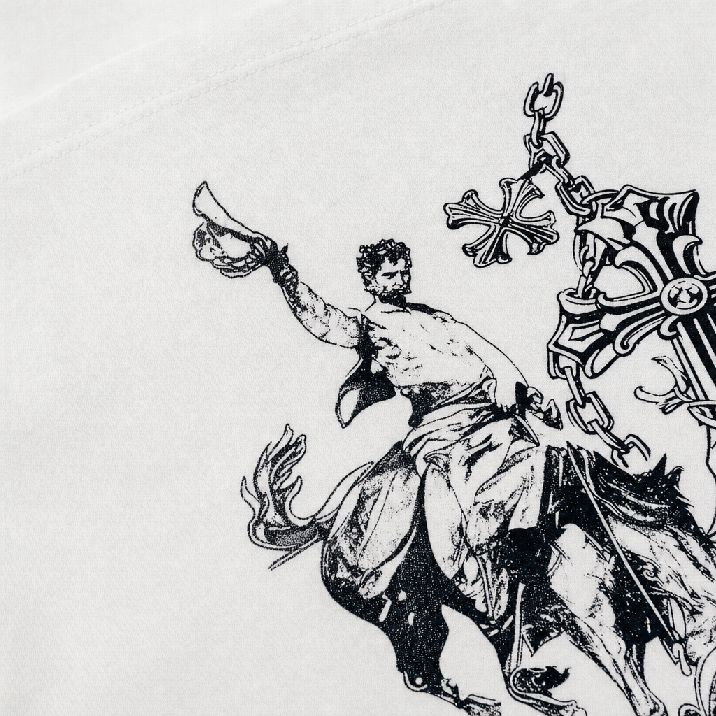Close-up fabric detail - SON OF GOD BLACKLIST WHITE BOWLING SHIRT