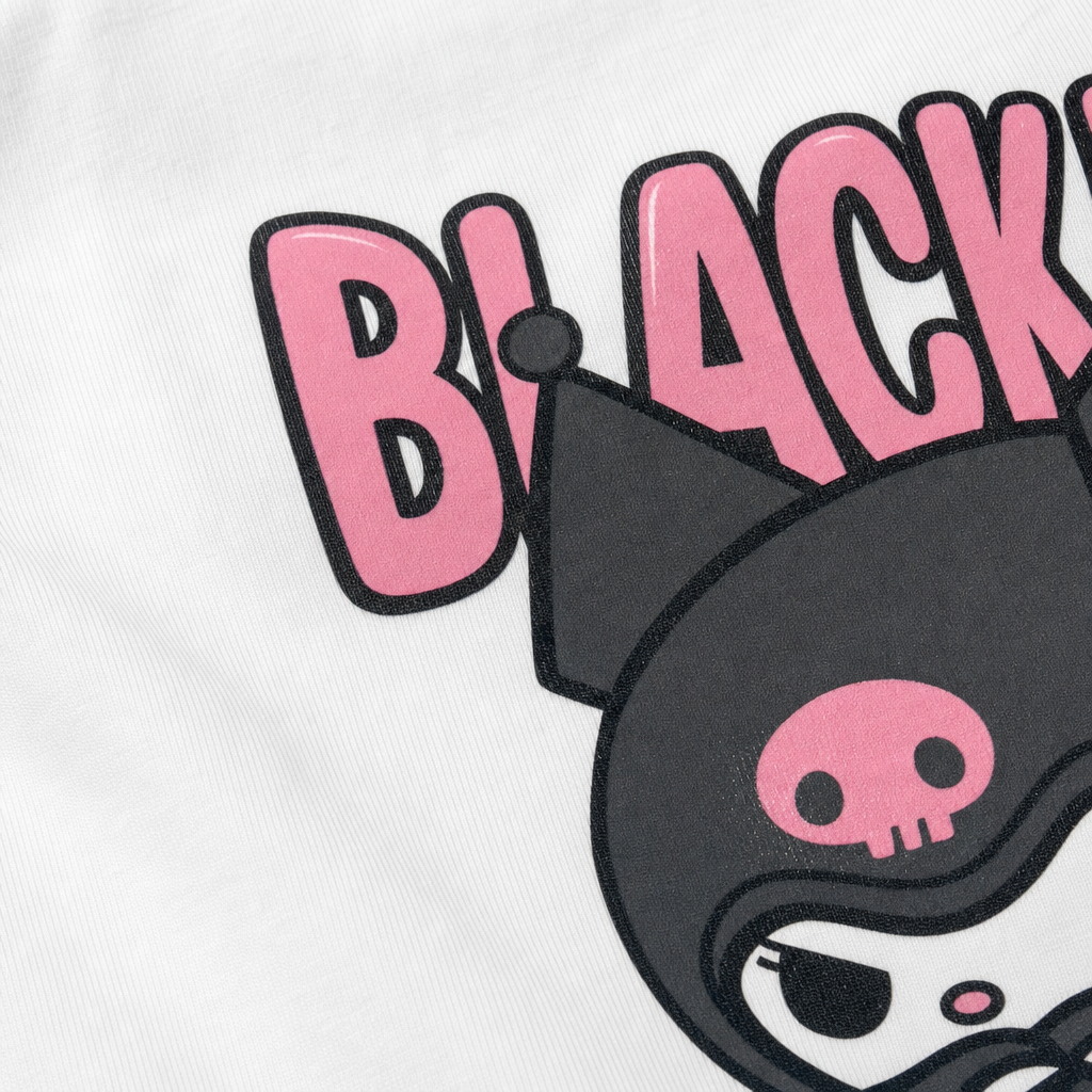 Close-up fabric detail - Blacklist Brat Mode Tee – White