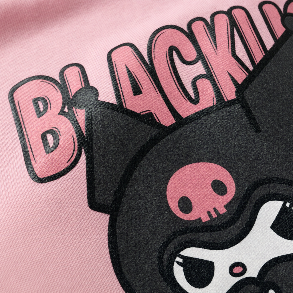 Close-up fabric detail - Blacklist Brat Mode Tee – Pink