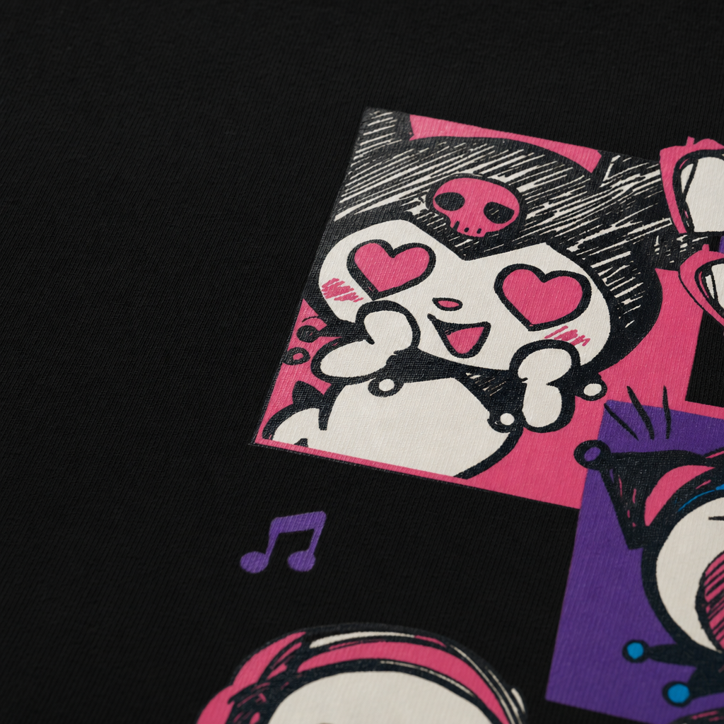 Close-up fabric detail - Blacklist Punk Princess Bowling Shirt – Black