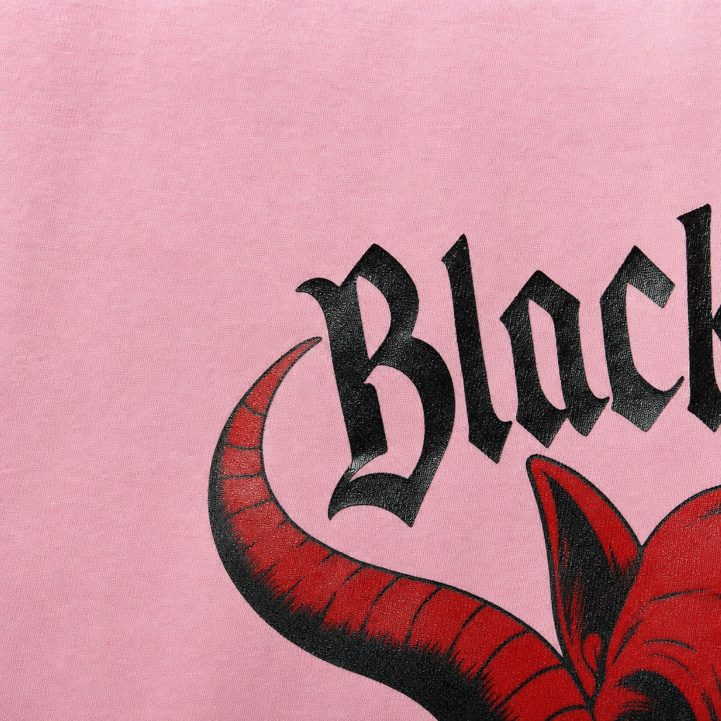 Close-up fabric detail - Blacklist Devil’s Valentine Tee – Pink