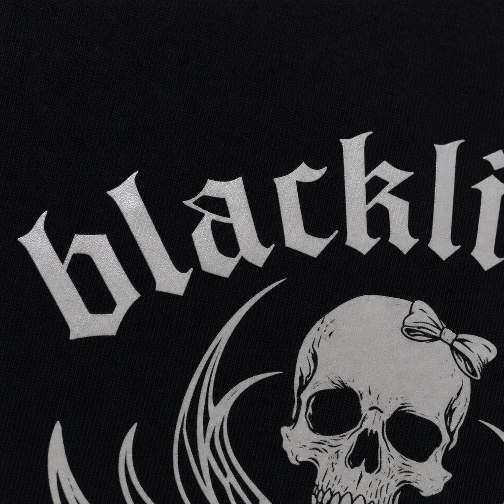 Close-up fabric detail - Blacklist Skull Brat Baby Tee Black