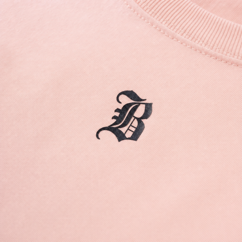 Close-up fabric detail - Blacklist Essential Cross Desert Sand Pink T-shirt