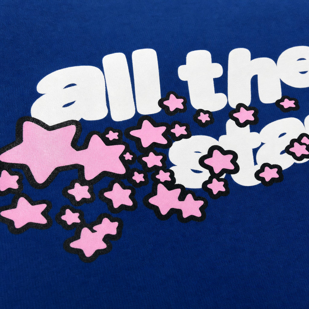 Close-up fabric detail - Blacklist All The Stars Blue T-shirt