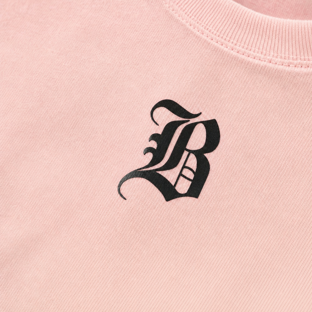 Close-up fabric detail - Blacklist Essential Cross Pink T-shirt