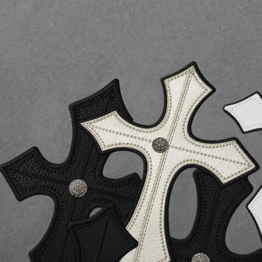Close-up fabric detail - Blacklist Crosses Black Gray T-shirt