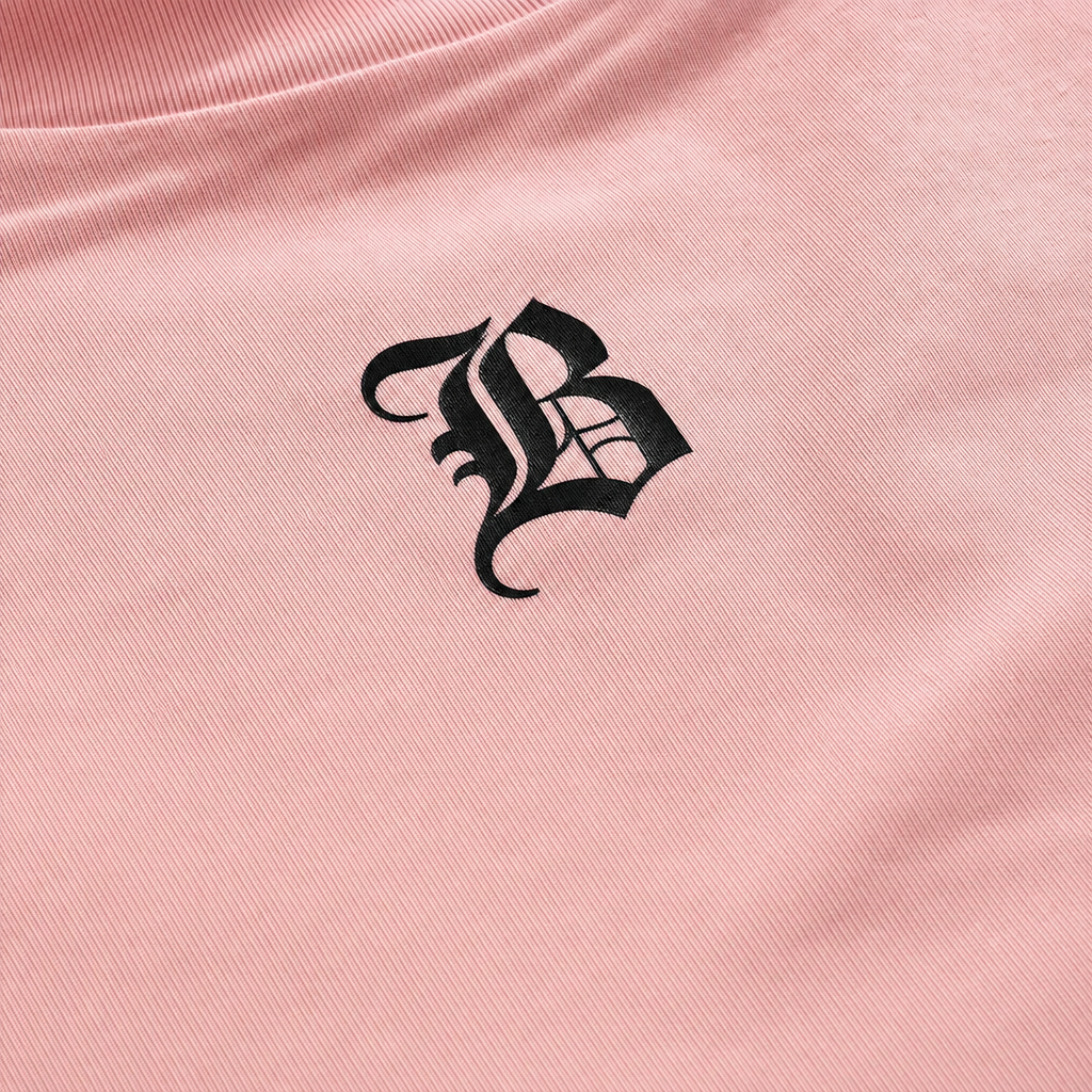 Close-up fabric detail - Blacklist Crosses Pink T-shirt