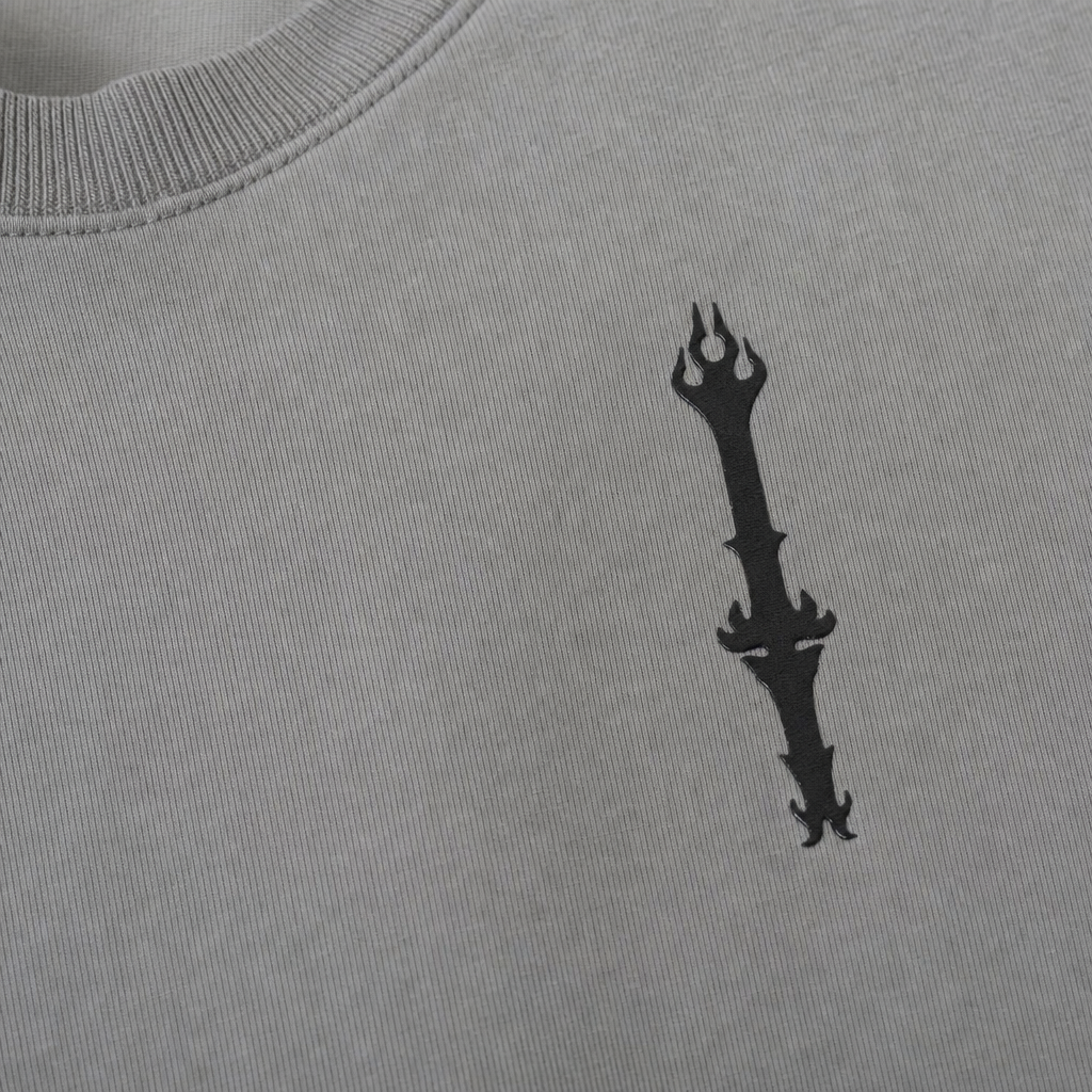 Close-up fabric detail - Blacklist Essential Skeleton Gray T-shirt