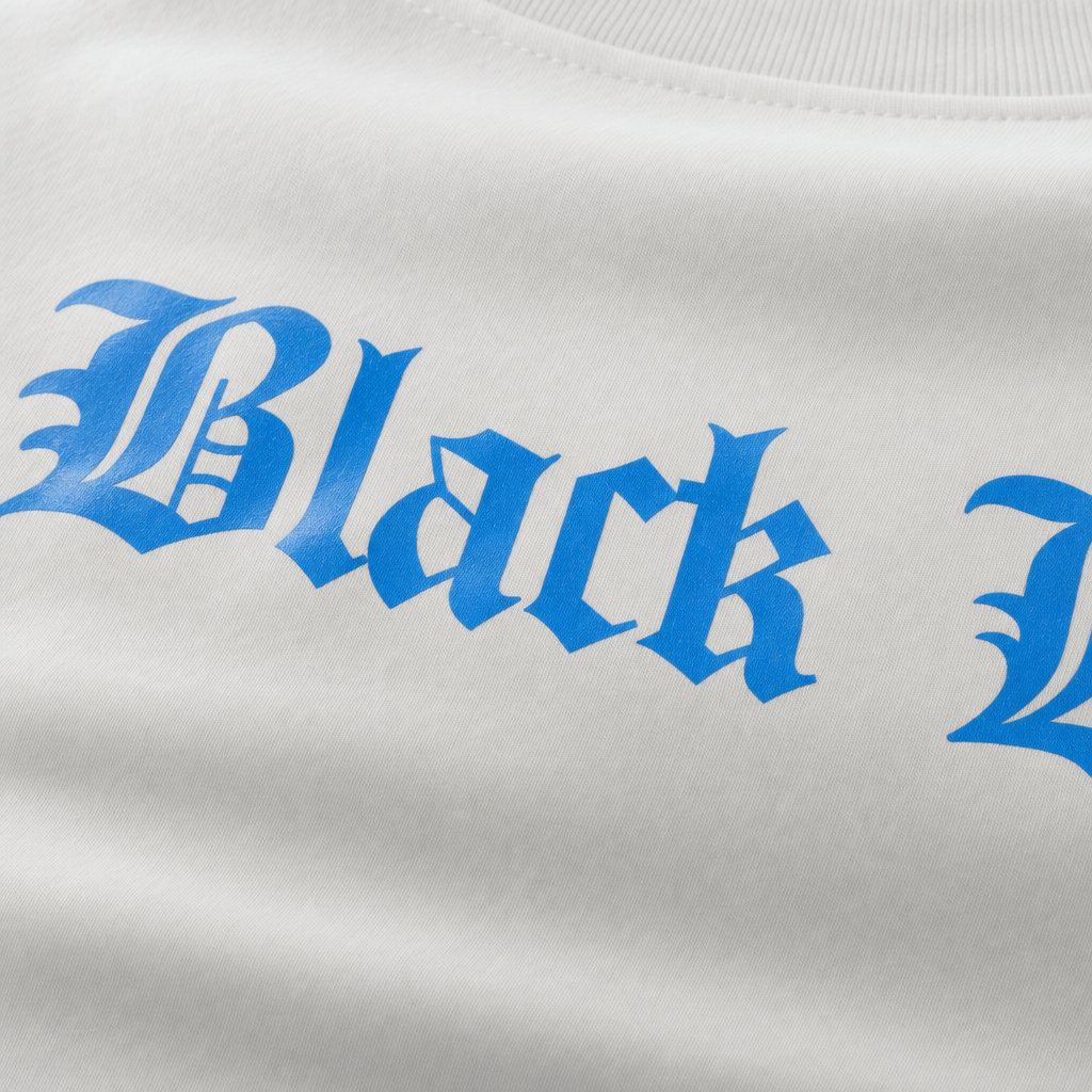 Close-up fabric detail - Blacklist Crosses White T-shirt