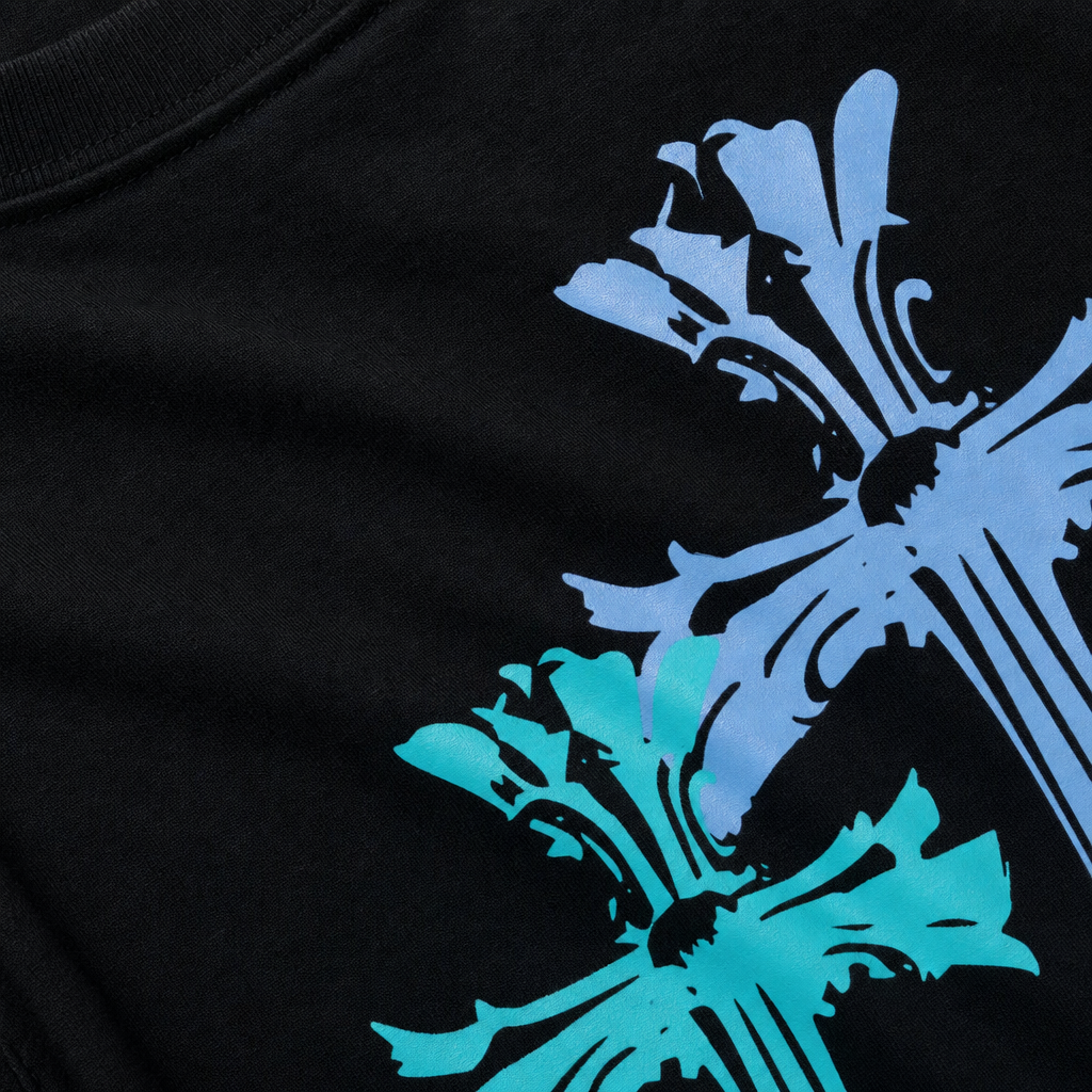 Close-up fabric detail - Blacklist Crosses Black T-shirt