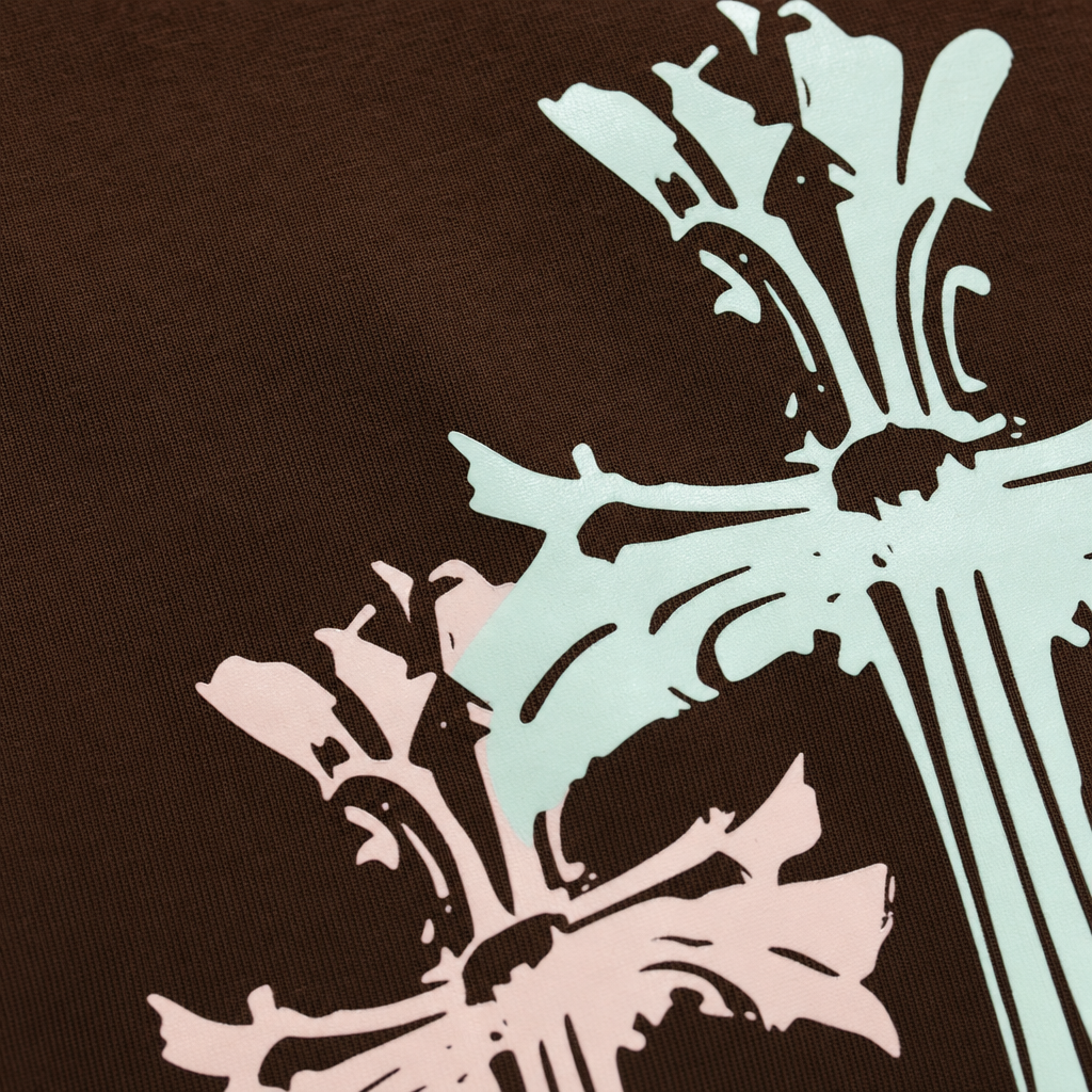 Close-up fabric detail - Blacklist Crosses brown T-shirt