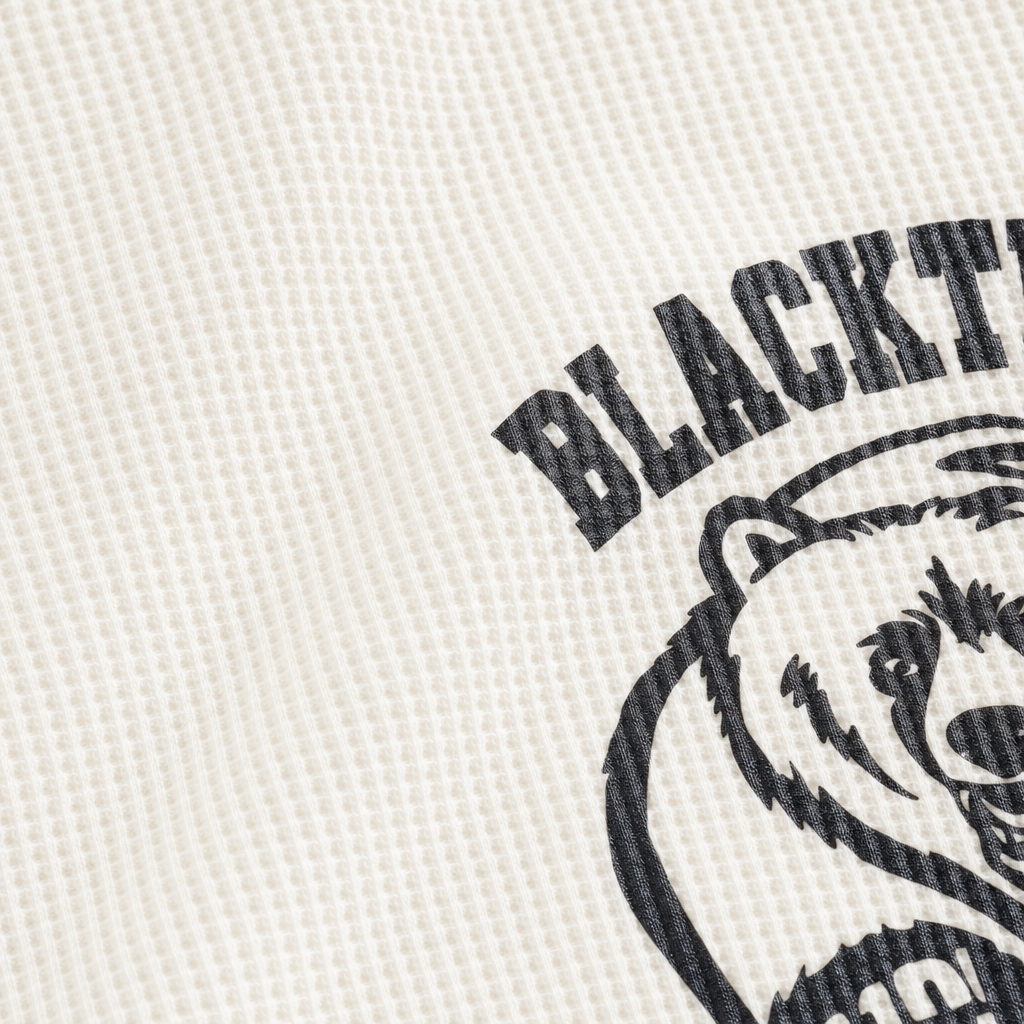 Close-up fabric detail - Blacklist Bear Classic Waffle T-shirt Off White 2.0