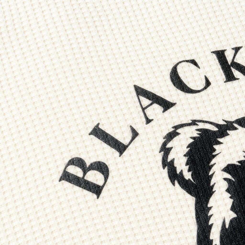 Close-up fabric detail - Blacklist Bear Classic Waffle T-shirt Off White
