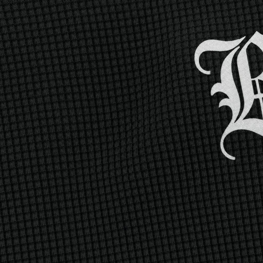 Close-up fabric detail - Blacklist Classic Minimal Waffle T-shirt Black