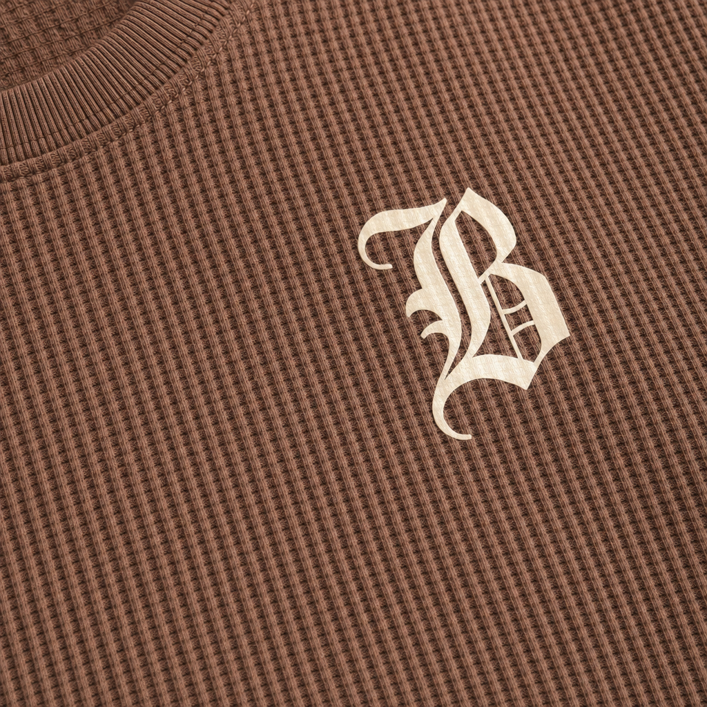 Close-up fabric detail - Blacklist Classic Minimal Waffle T-shirt Brown