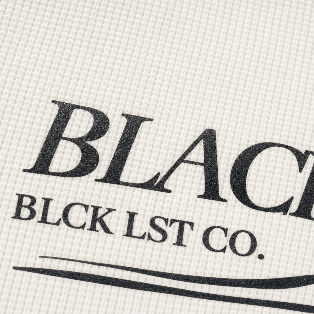 Close-up fabric detail - Blacklist Classic Minimal Waffle T-shirt Off White