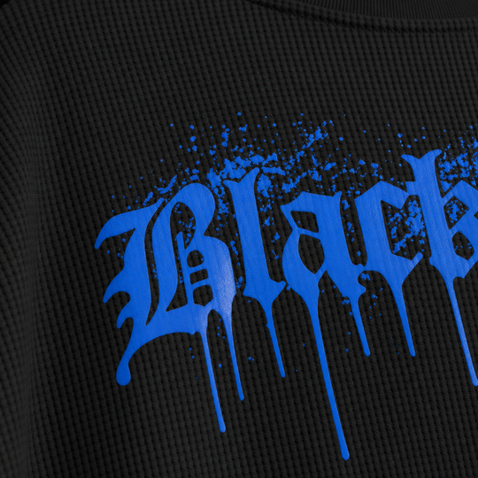Blacklist Drip Blue Oversized Waffle T-Shirt Black