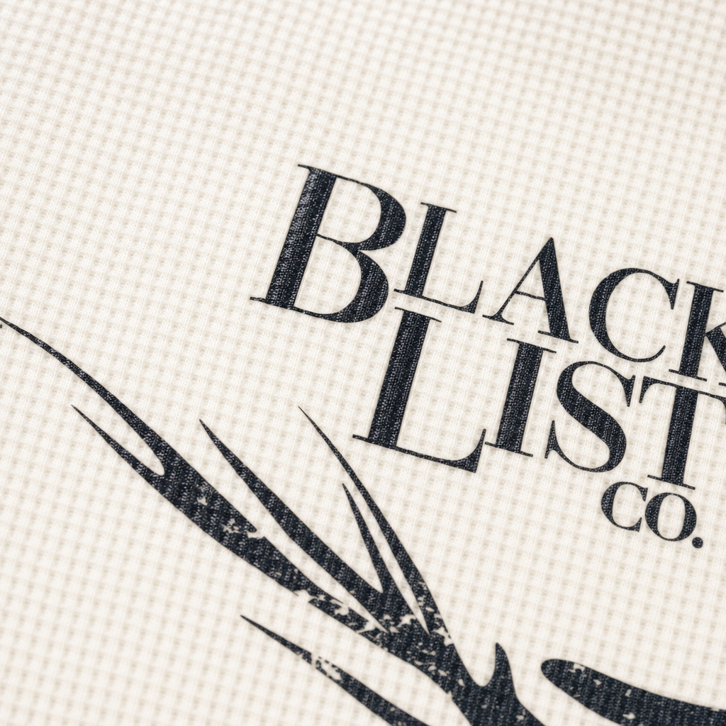 Close-up fabric detail - Blacklist Essence Waffle T-shirt Off White
