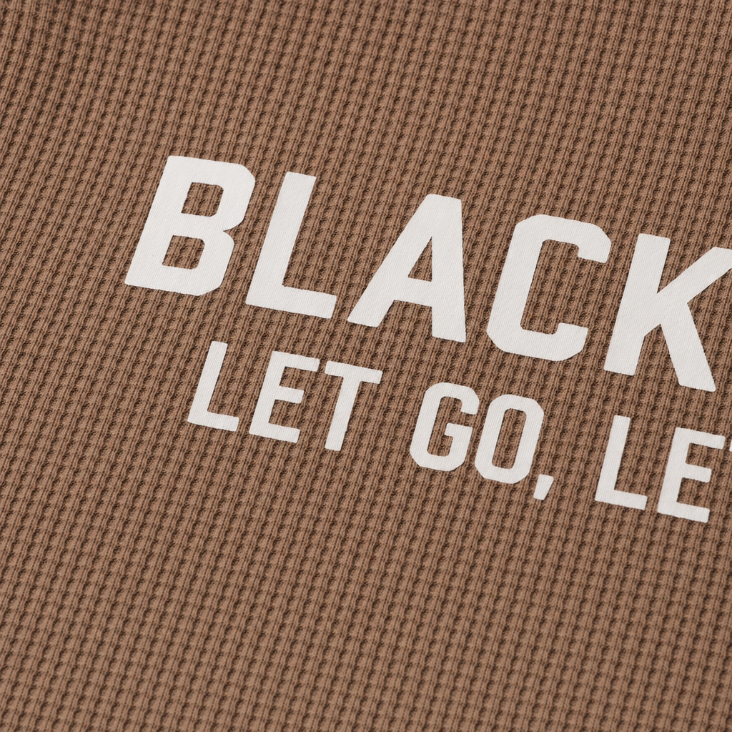 Close-up fabric detail - Blacklist Let Go Let God Brown Waffle T-shirt