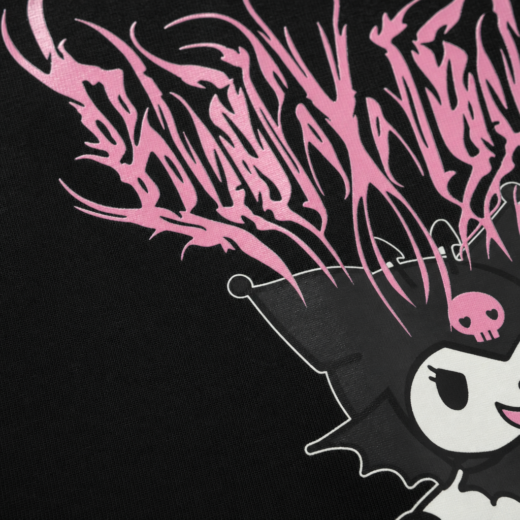 Close-up fabric detail - ONE OF ONE KUROMI BLACK T-Shirt