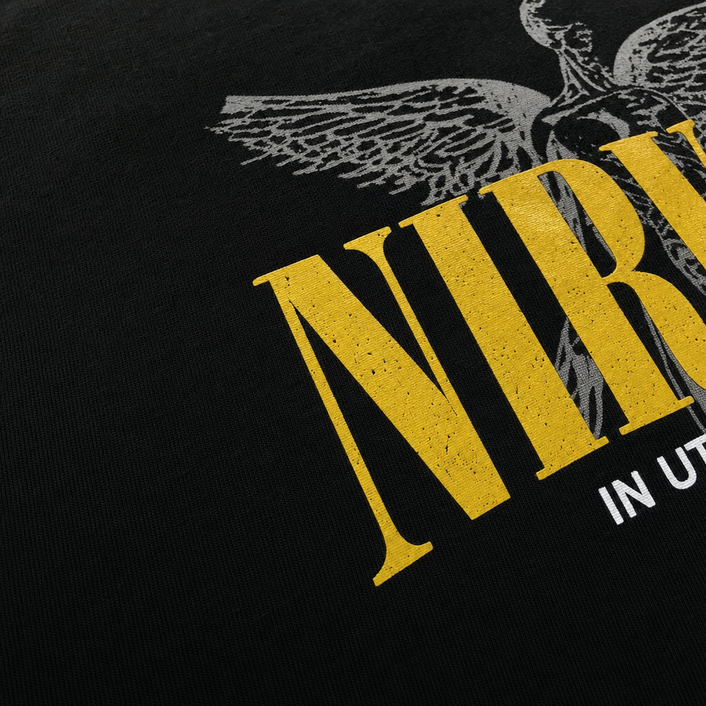Close-up fabric detail - NIRVANA BLACK T-SHIRT