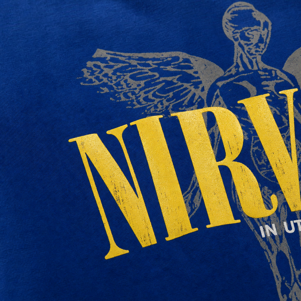 Close-up fabric detail - NIRVANA BLUE T-SHIRT