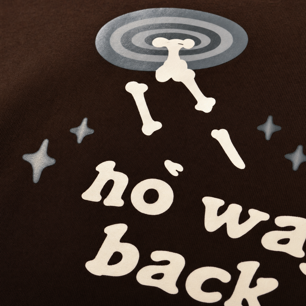 Close-up fabric detail - TRAPPED IN TIME BROWN T-SHIRT