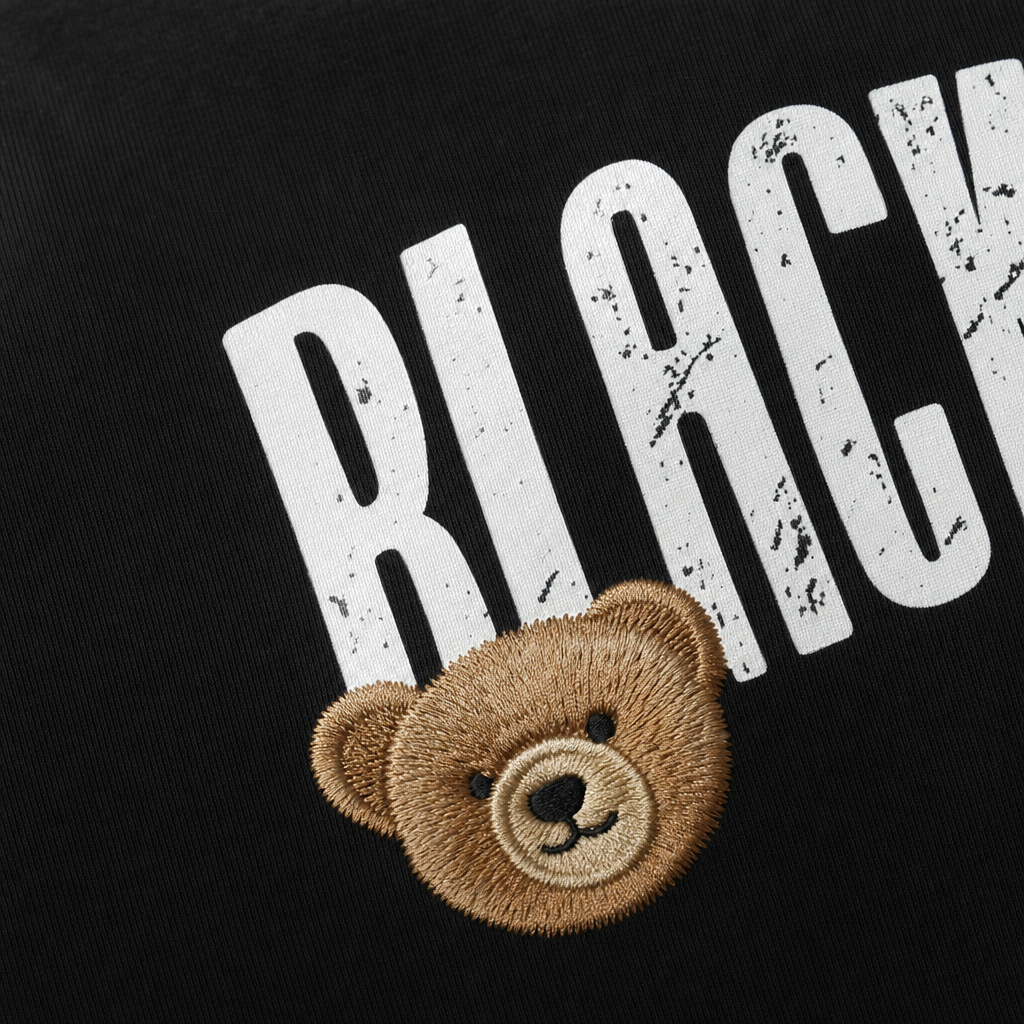 Close-up fabric detail - Blacklist Bear Black T-shirt